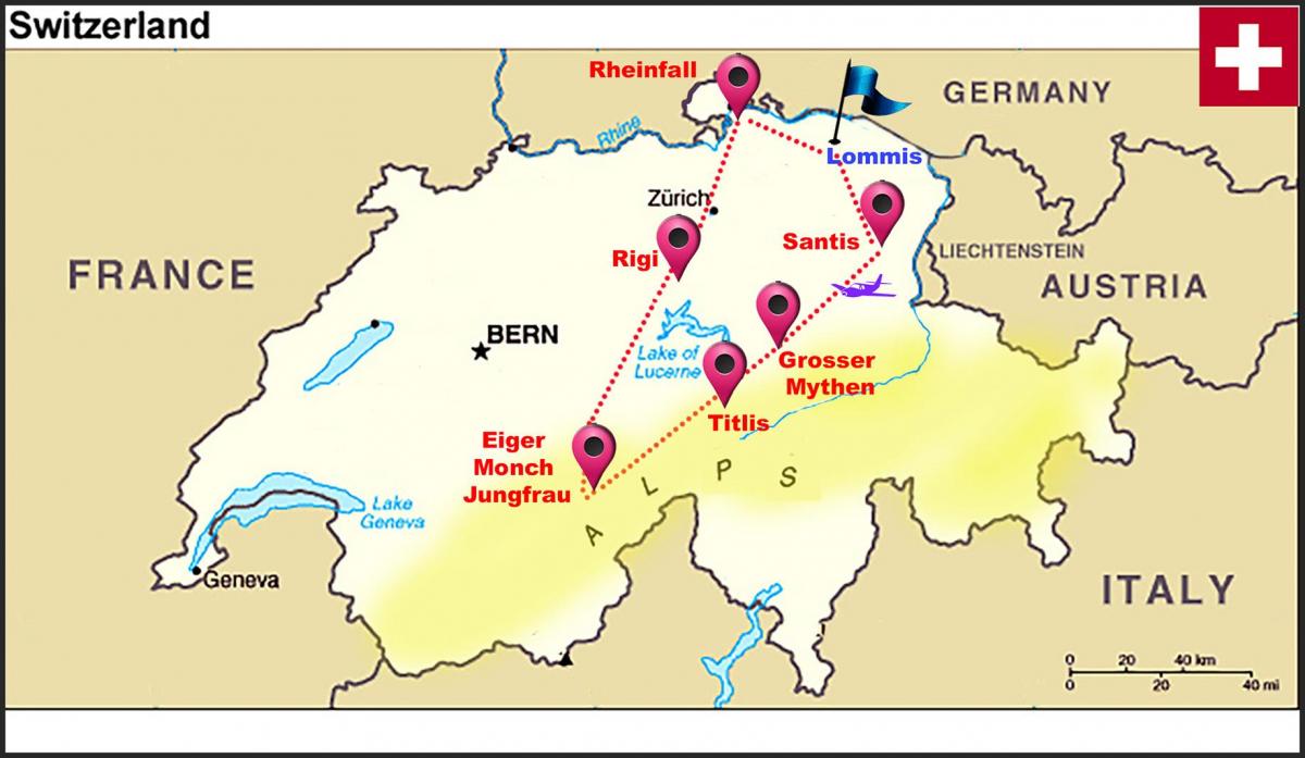 alpi svizzere, svizzera mappa