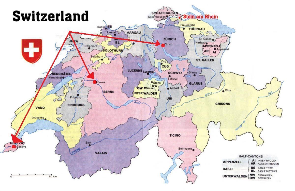 ginevra, svizzera mappa europa