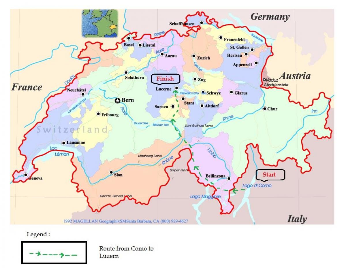 mappa stradale di lucerna, svizzera
