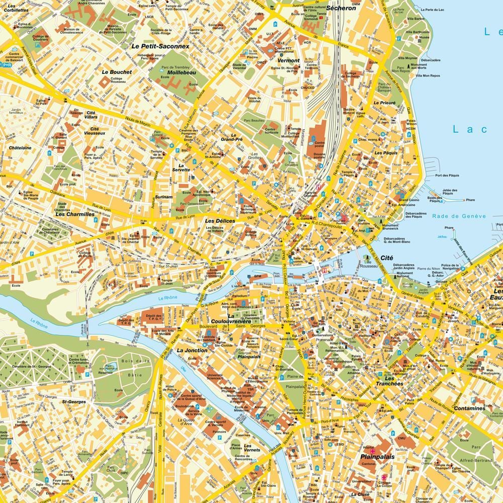 mappa stradale di ginevra, svizzera