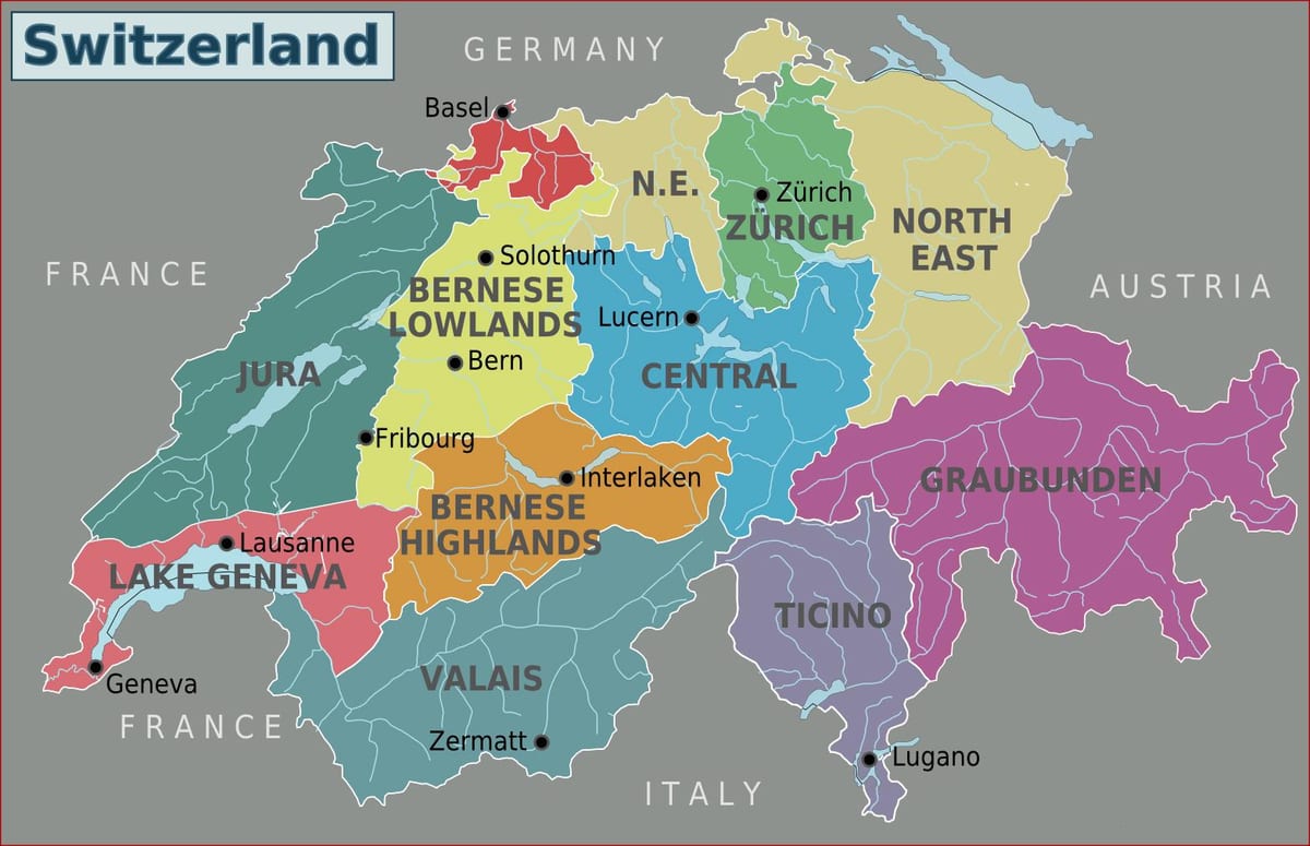 mappa della mappa della città di zurigo, svizzera