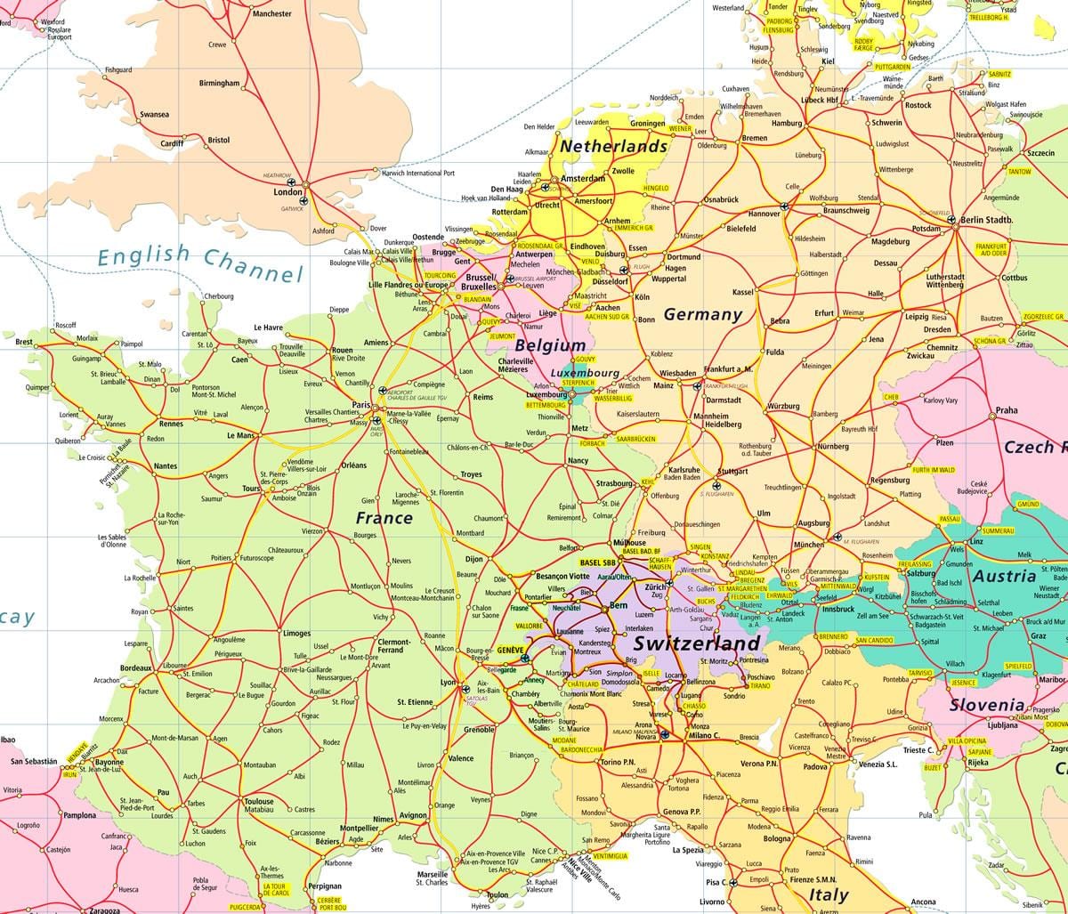 mappa dell'europa che mostra la svizzera