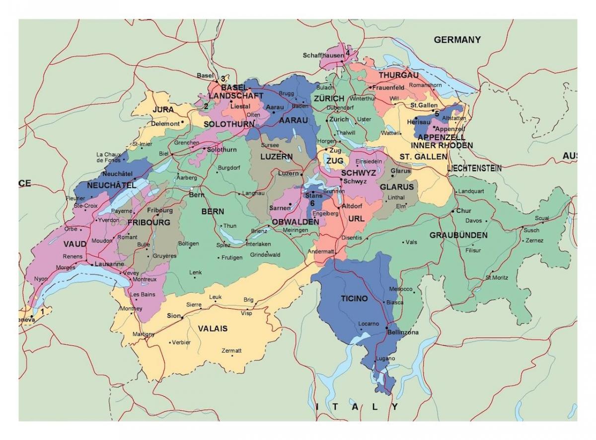 mappa di zurigo, svizzera e dintorni