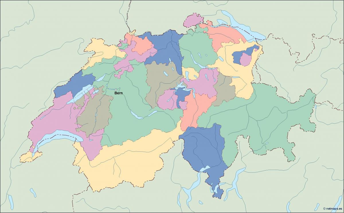 mappa di mappa politica della svizzera