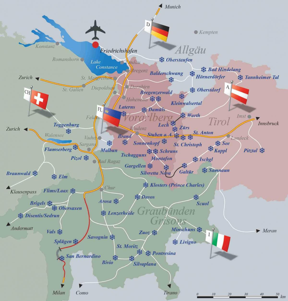 stazioni sciistiche in svizzera mappa