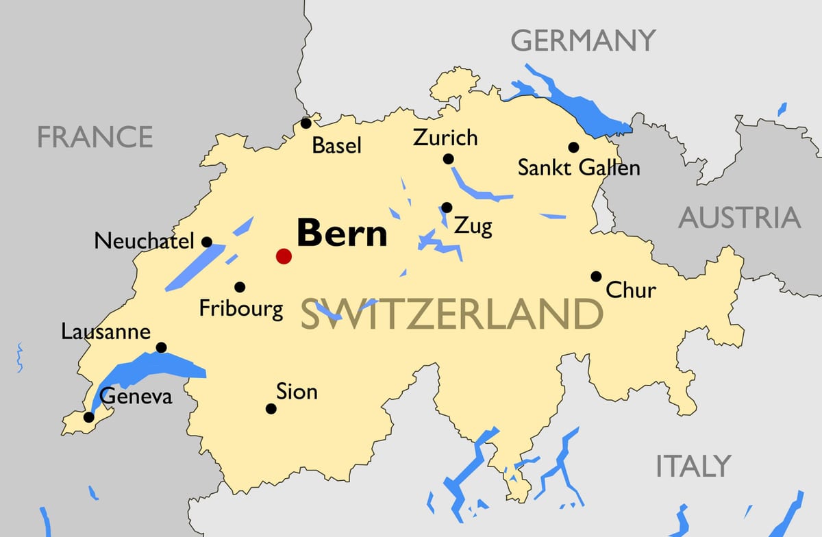 mappa della svizzera con le principali città