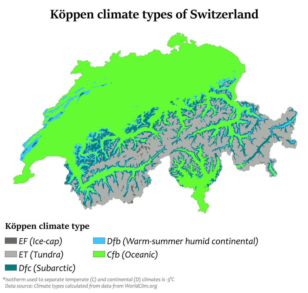 mappa della svizzera per il clima