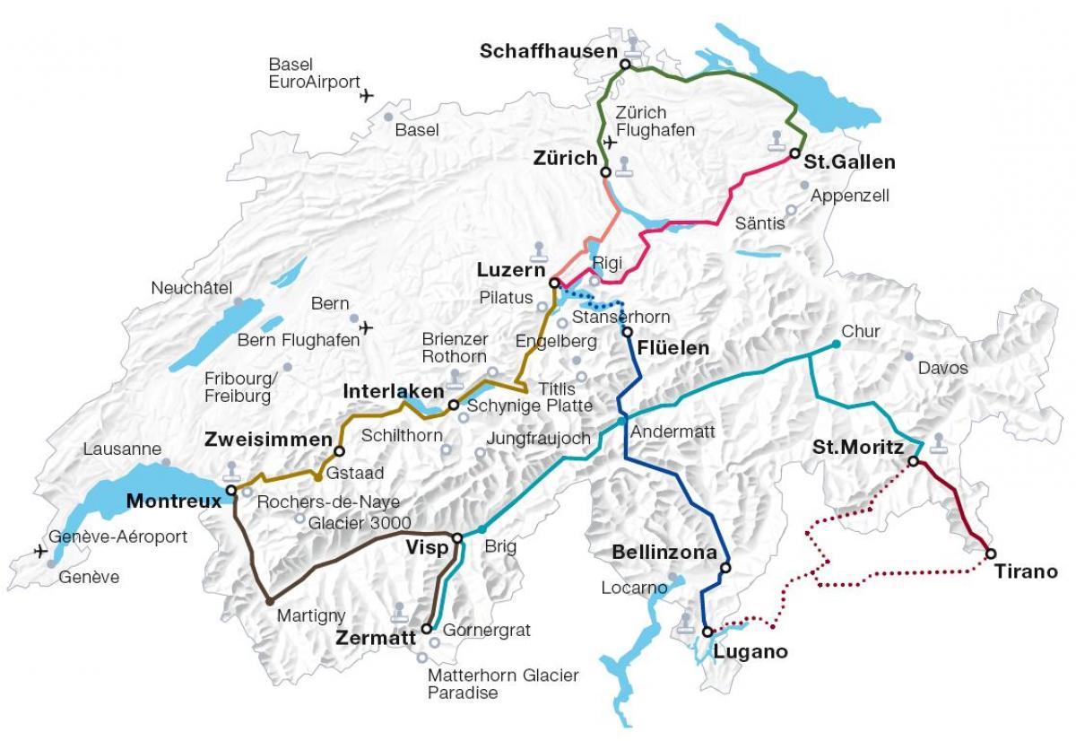 svizzera panoramico in treno itinerari mappa