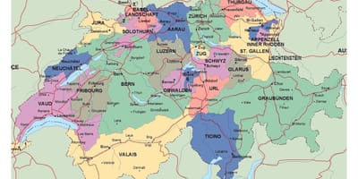 Mappa di zurigo, svizzera e dintorni