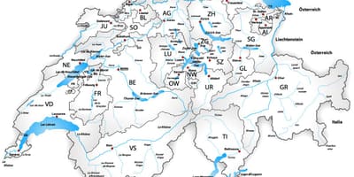 Svizzera fiumi mappa