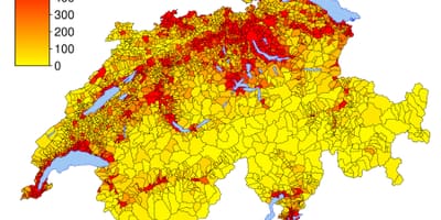 Svizzera densità di popolazione mappa