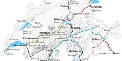 Svizzera panoramico in treno itinerari mappa
